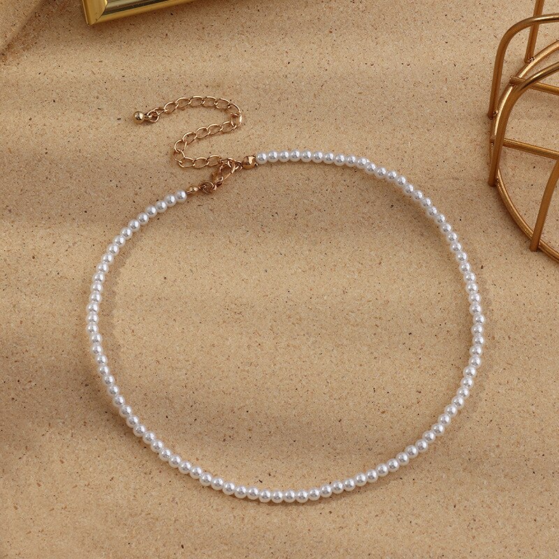 2021 collana girocollo di perle imitazione semplice Vintage 6MM per donna elegante collana con ciondolo conchiglia amore gioielli da sposa di moda: 35cm-0.4