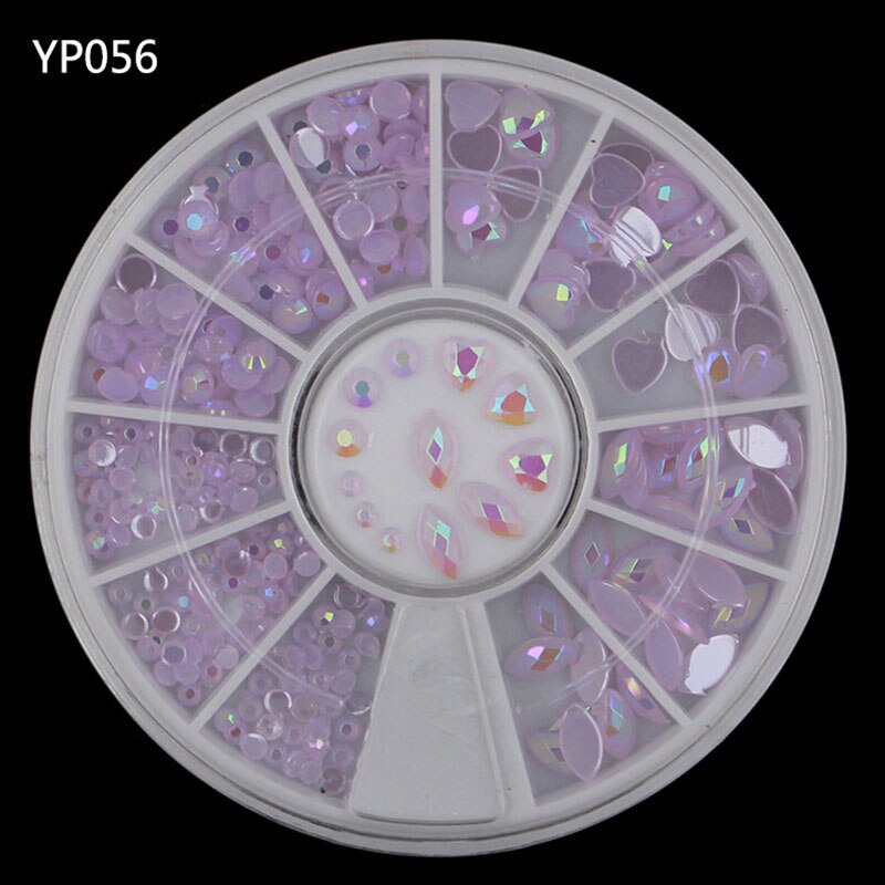 1 Box DIY Chameleon Stone Opal Nail Rhinestones White AB/Pink AB/Purple AB/Blue AB Flat Back Gem 3D Nail Art Decoration In Wheel