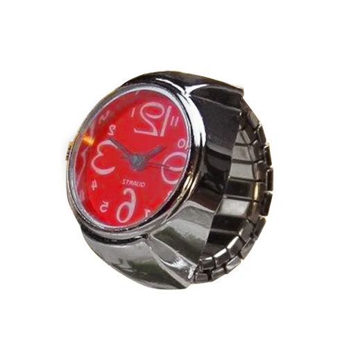 Anillo de reloj colorido para hombre y mujer, puntero Retro plateado, reloj de cuarzo, anillos para dedo, correa de aleación Punk, relojes, accesorios de joyería: Verde