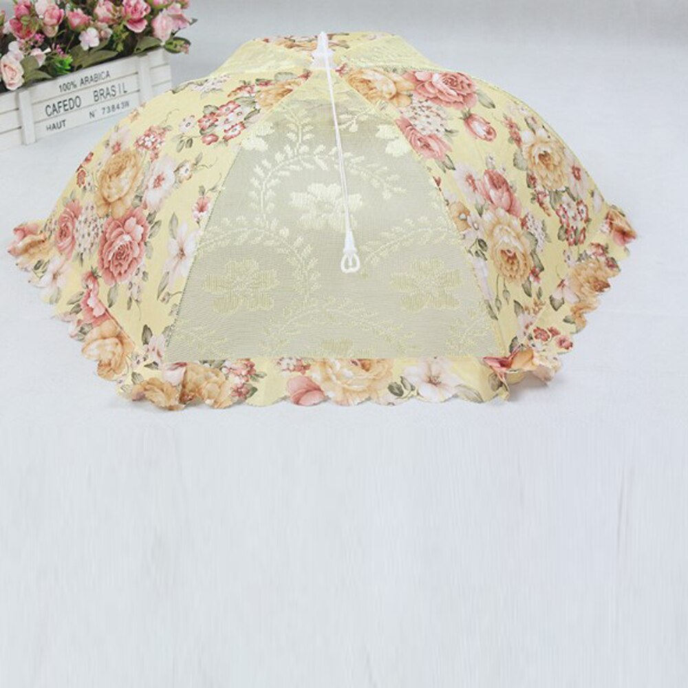 Køkken 70cm diameter blomsterprint insektsikkert fluesikkert sammenklappeligt fadbetræk sammenfoldeligt måltidsnetbetræk
