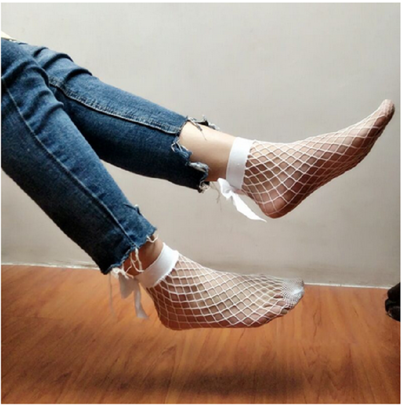 Vrouwen Baby Meisjes Kids Mesh Sokken Zwarte Vrouwen Kid Casual Stretch Sheer Visnet Netto Sokken Mesh Enkel Hoge Strik comfort Sokken