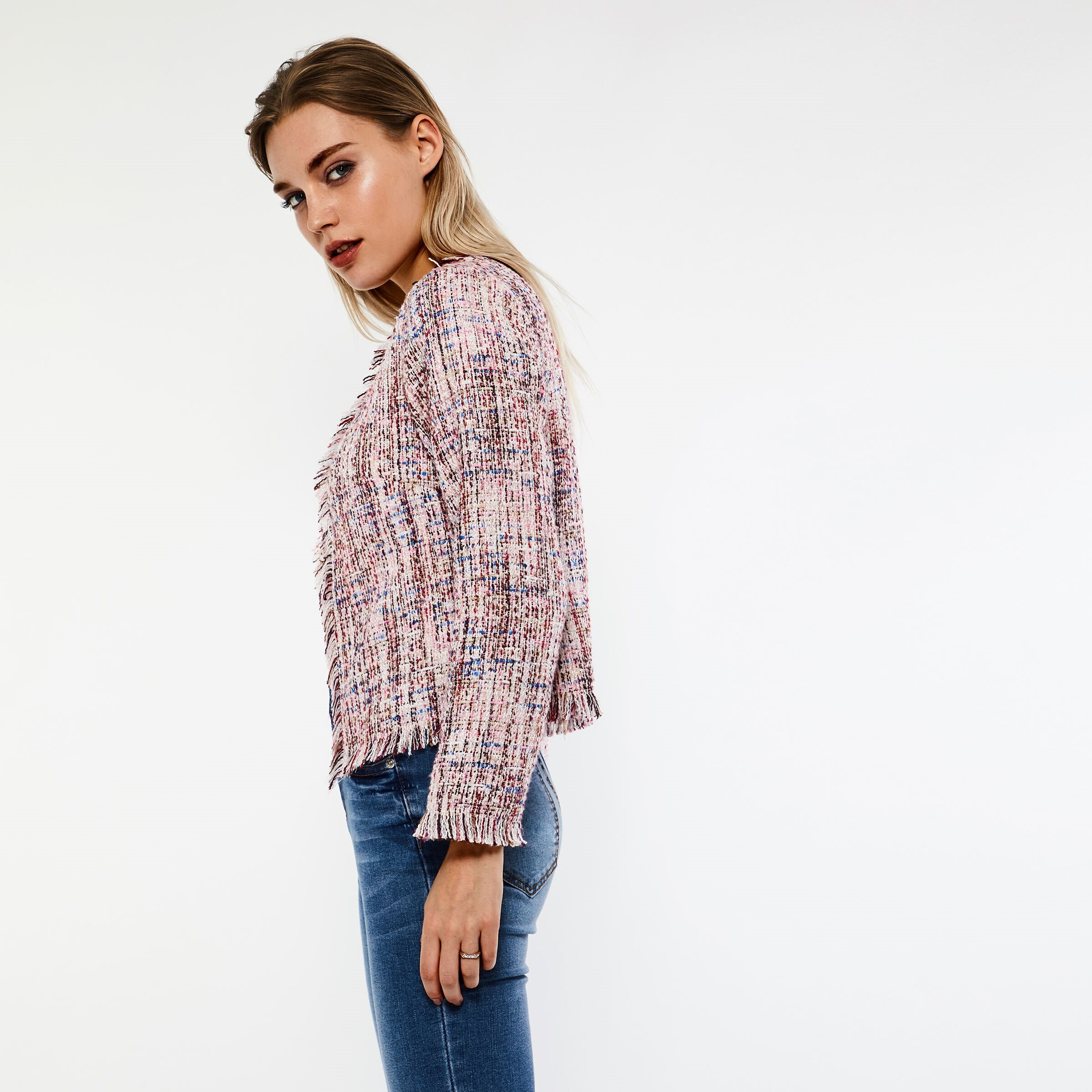 Sisjuly Women Vintage Spring Sweet Pink Tweed Jacket Coat Office Lady Work Retro Boho Tassel Slim Overcoat Short Jackets Coats