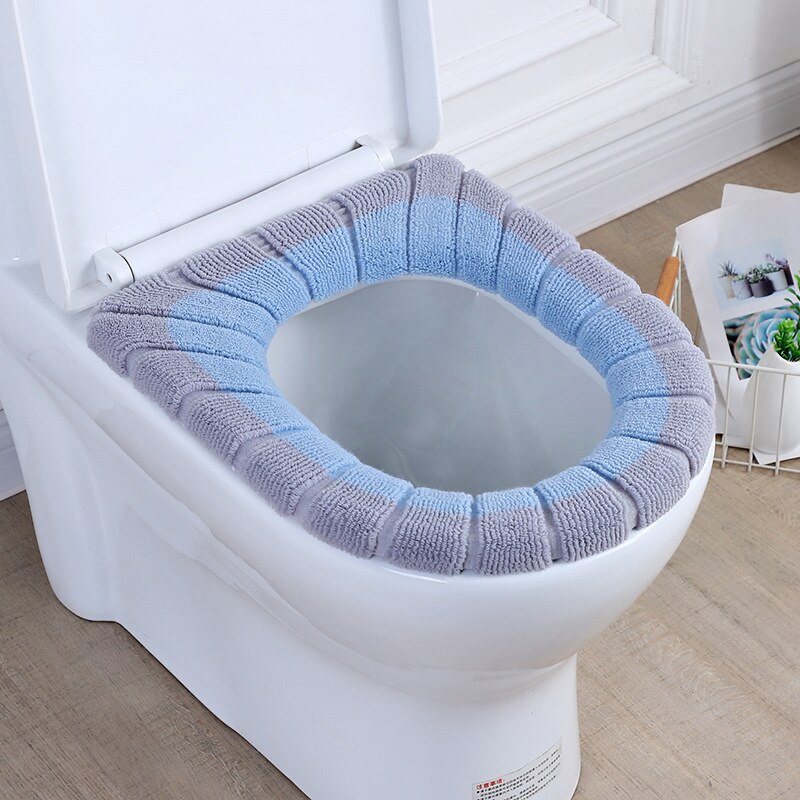 Toilet Seat Set Household Plush Winter Seasons Universal Toilet Seat Toilet Seat Toilet Seat Cover: Sandwich Gray Blue