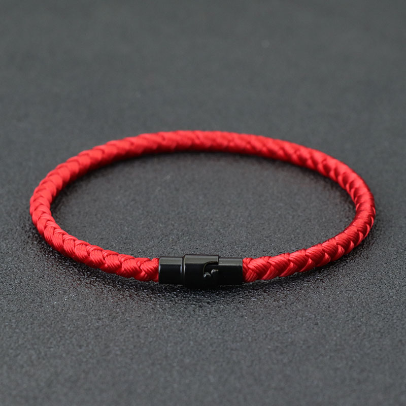 Simple Style Good Luck Red Thread Bracelet For Unisex Grade A 4mm Keel Rope Double Safety Magnetic Buckle Lucky Amulet Braslet