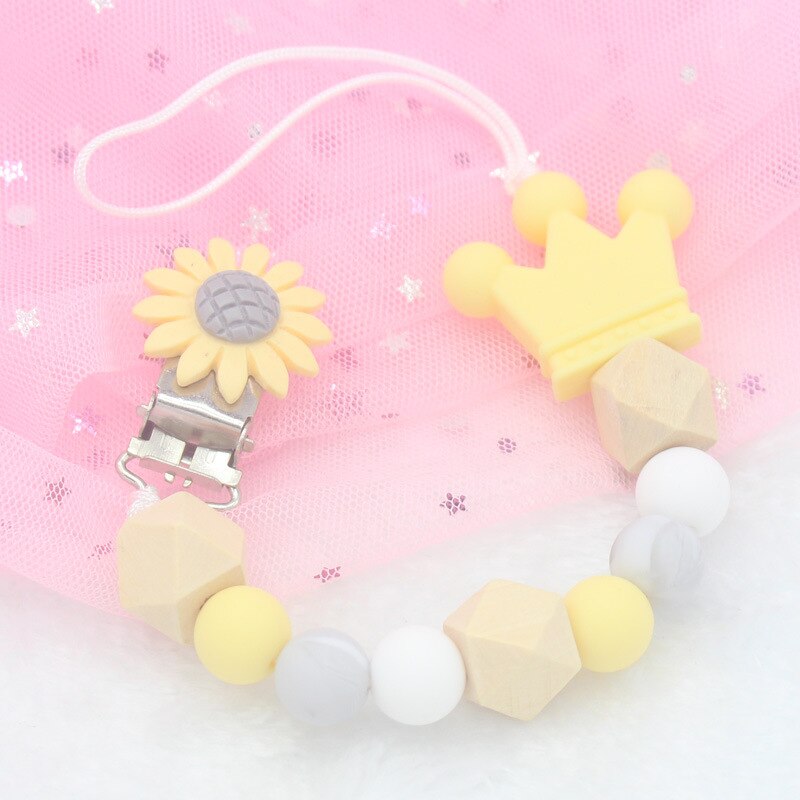 1 Pcs Leuke Pacifer Houder Bloem Patroon Baby Baby Pacifer Clip Keten Cartoon Kinderen Baby Pacifer Kralen Keten Levert