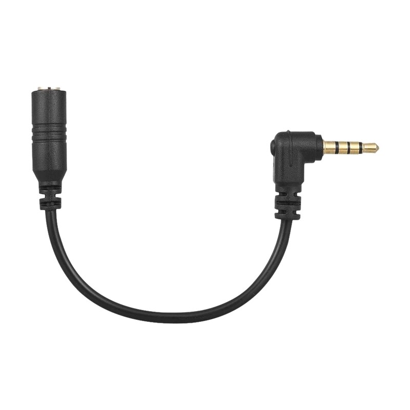 Cable adaptador de micrófono en ángulo recto, convertidor de micrófono de Audio estéreo, 3,5mm, 3 polos, TRS hembra a 4 polos, TRRS macho, 90 grados: Default Title