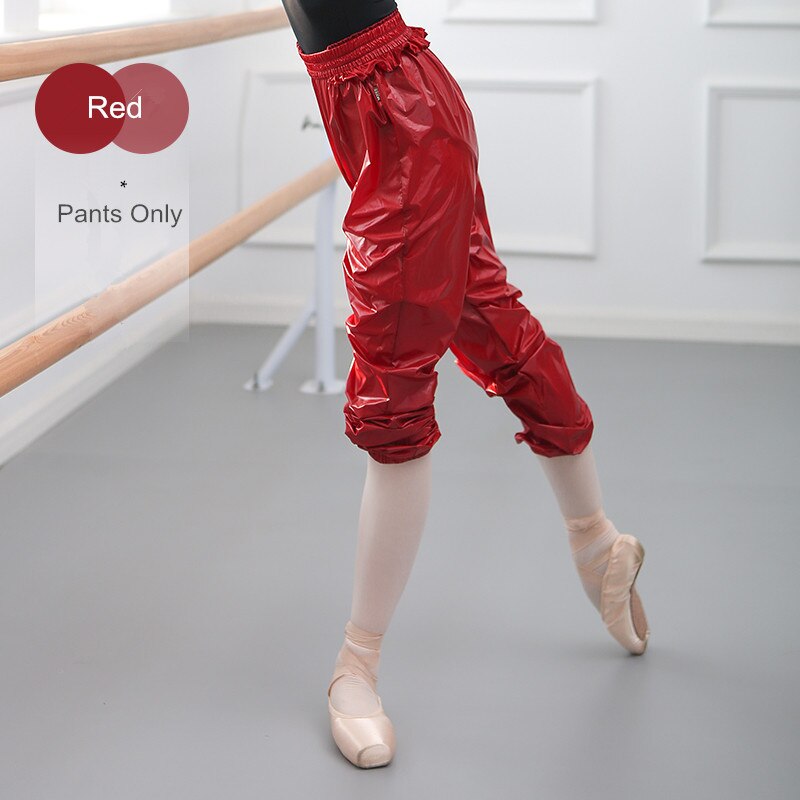 Pantaloni sportivi da riscaldamento per balletto abiti da ballo per il corpo abiti da allenamento per donne adulte pantaloni sportivi per la perdita di peso pantaloni per esercizi di danza: XL / Rosso