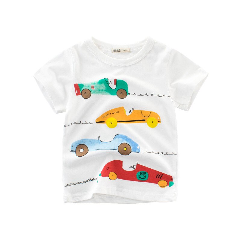 Boys 1T-8T T-shirt Excavator Baby Cotton Tops Summer Clothing Toddler T-shirt Cute Children Play Clothes: 7T