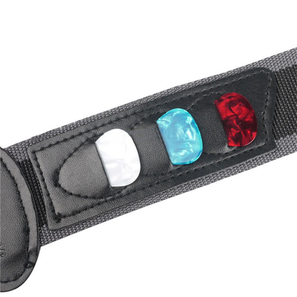 Correia de guitarra elétrica ajustável com 3 suportes de palhetas de guitarra, extremidades de couro pu, guitarra acústica, baixo, acessórios de cinto