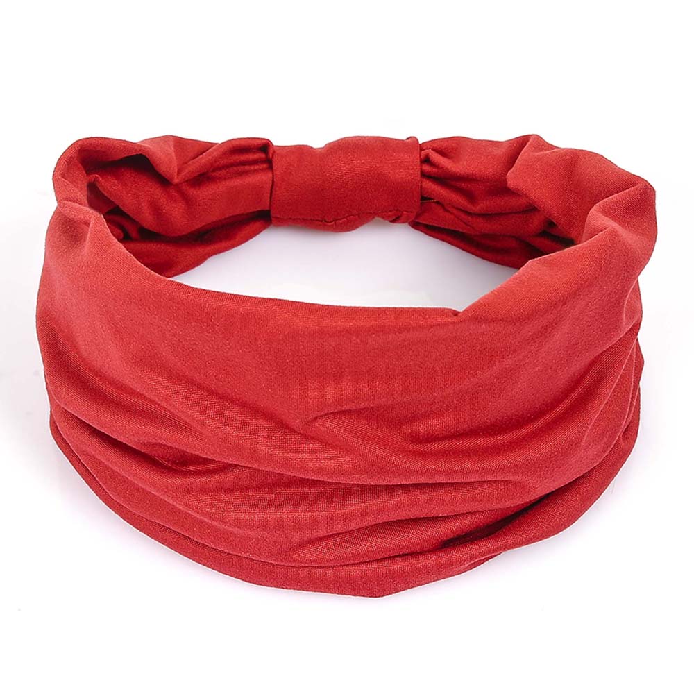 Diademas anchas para mujer, bandas elásticas suaves antideslizantes para el cabello, envolturas para la cabeza para Yoga y gimnasio, pañuelo de turbantes africanos de tela de algodón anudado: Rojo