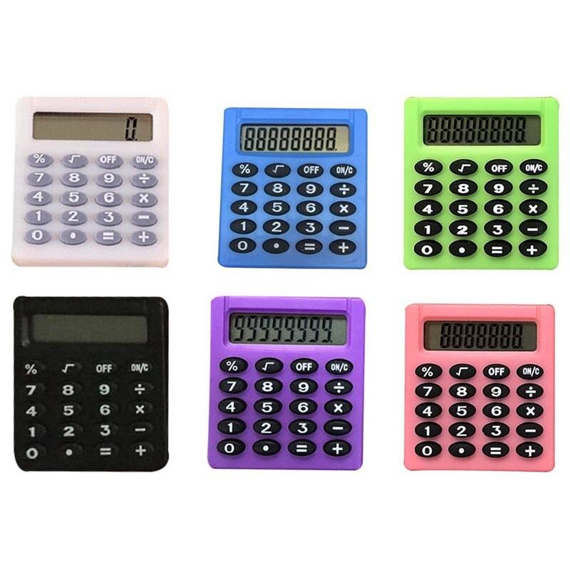 Tecknad mini-miniräknare 8 display siffror bärbar kakulator handhållen ficktyp myntbatterier miniräknare