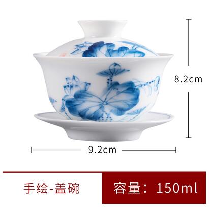 Pure Hand-Painted Colorful Lotus Sancai Cover Bowl Underglaze Ceramics Gaiwan Thin Tire Tea Maker Tea Accessories: 2