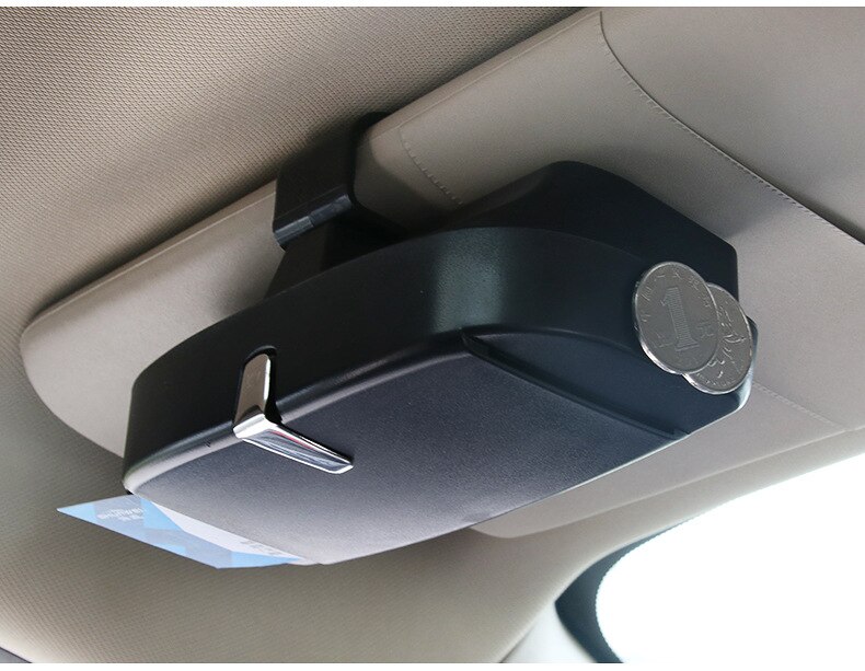 Auto Glazen Doos Auto Zonnescherm Bill Clip Multifunctionele Auto Bril Opbergdoos Organizer Box Zonnebril Houder Opslag Zakken