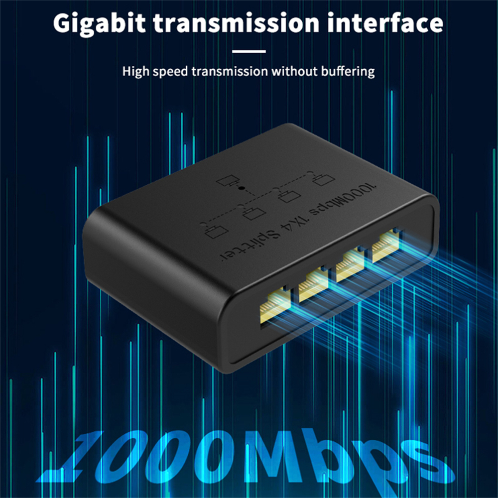 Ethernet-splitter 1 to 4, 1000 mbps højhastigheds-ethernet-kabelsplitter, gigabit  rj45 lan-netværksforlænger til cat 8/7/6/5e/5 -kabel