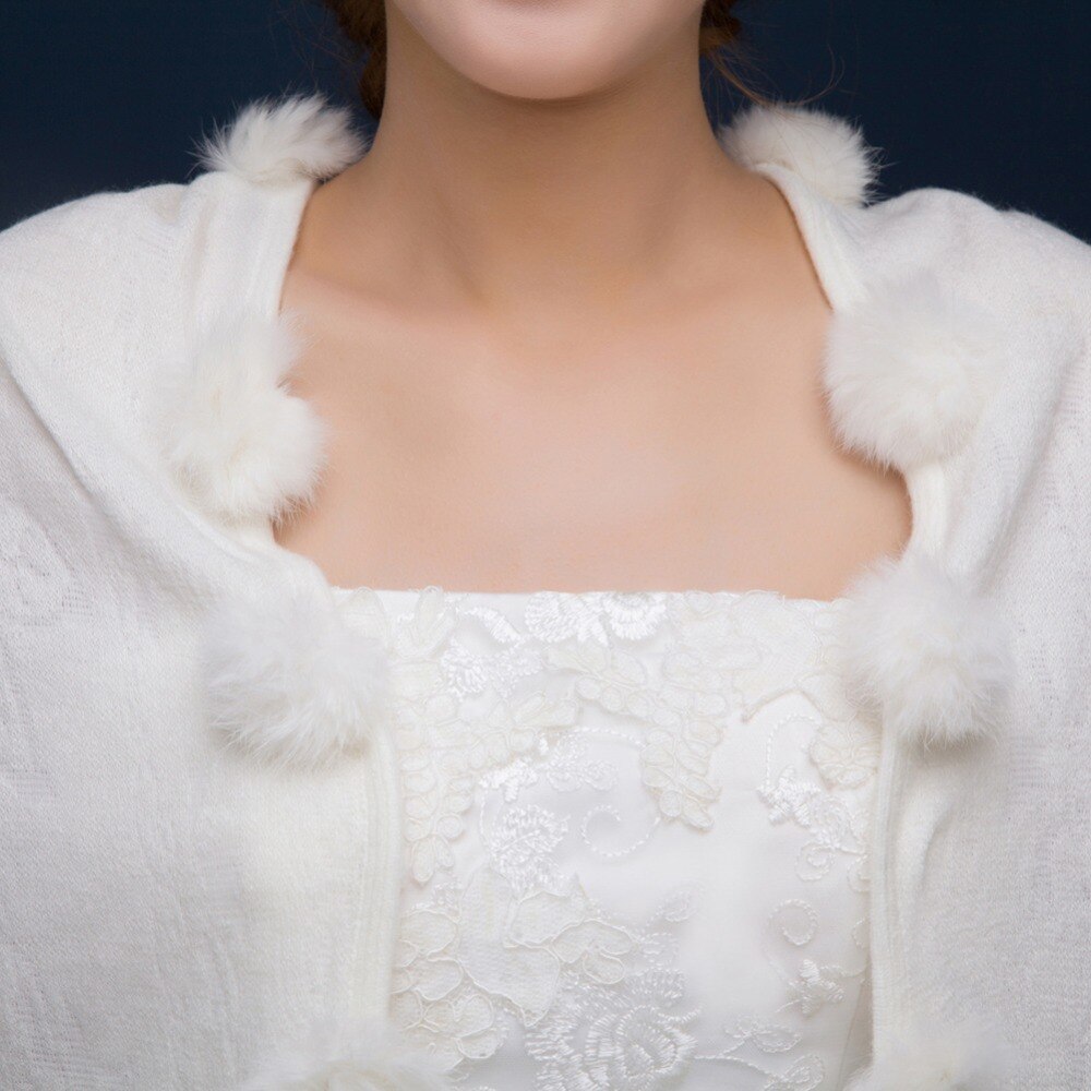 Janevini Ivoor/Rode Bruiloft Kant Bolero Rouge Bontjas Voor Vrouwen Bridal Cape Faux Fur Sjaal Bruid Party Wrap stola Etole Mariage