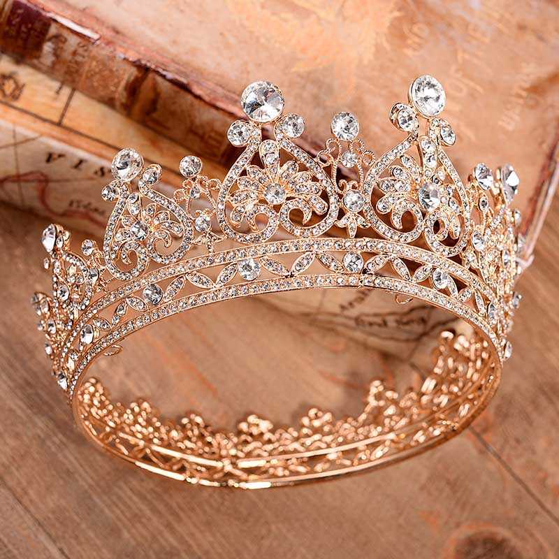Vintage Grote Tiara De Noiva Prinses Volledige Cirkel Strass Queen Crown Wedding Bridal Haar Sieraden Bruid Accessoires Diadeem Xh