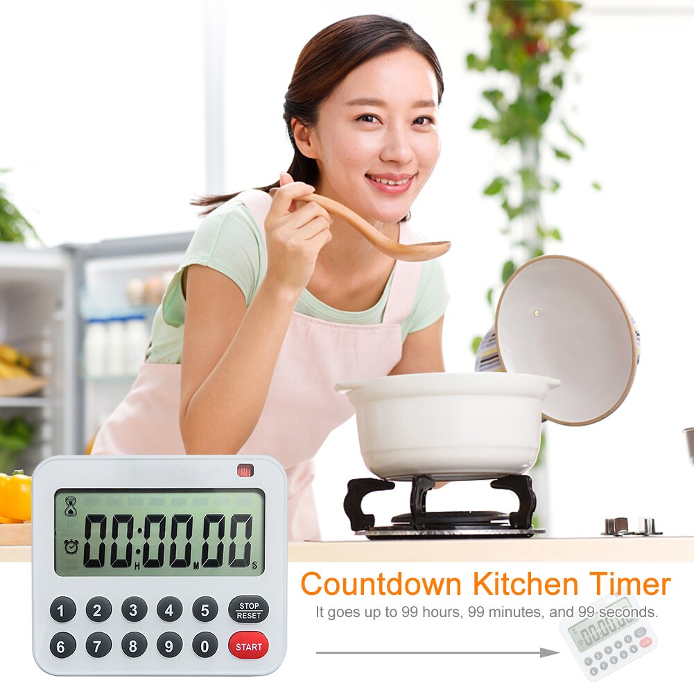 Portable Auto Off Battery Powered Kitchen Timer Digital Countdown With Magnet Back Cooking 99H 59M 59S Loud Alarm Durable Baking