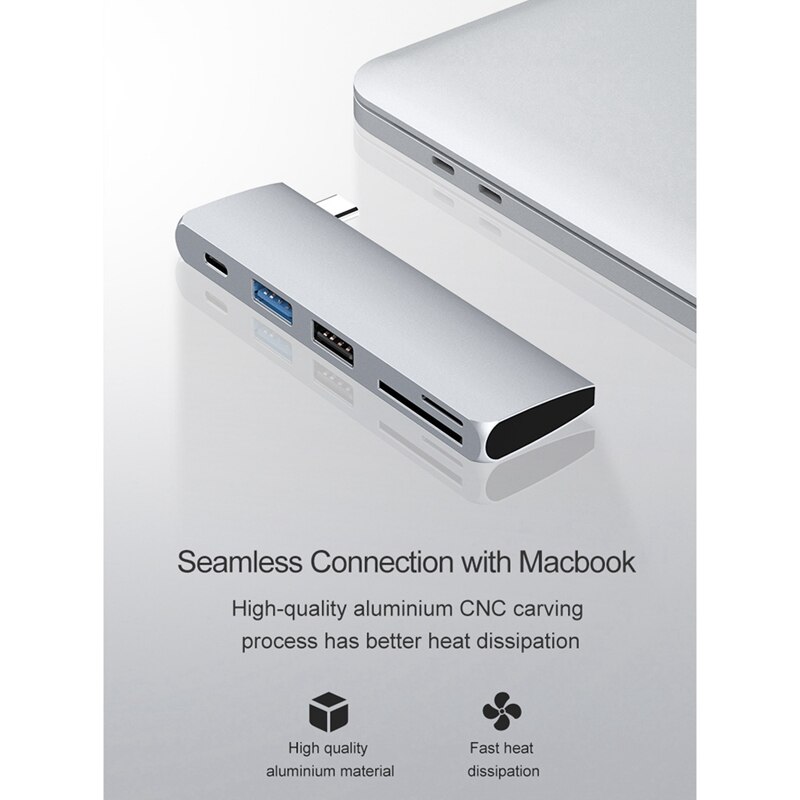 USB-C Hub Adapter, Tragbare 5 in 1 USB Typ C Adapter mit USB 3,0 USB 2,0 Häfen,SD/TF Kartenleser und PD Ladung Hafen
