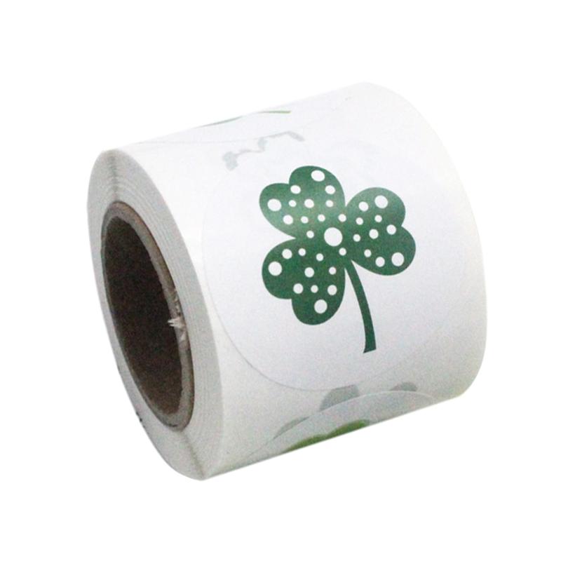 200/500pcs in 1 Roll Shamrock Self-Adhesive Sealing Stickers Label Decals St Patricks Day Home DIY Decorative Supplies: 500pcs