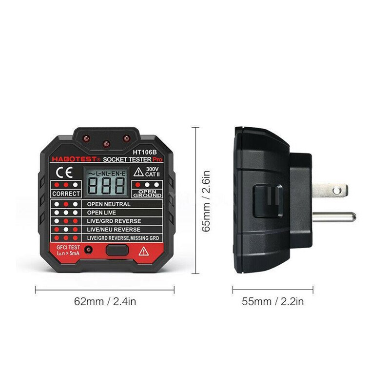 Socket Detector HT-106B Detector Power Polariteit Elektroscoop Rcd Elektrische Socket Tester Automatische Neutrale Live Aarde Draad Test