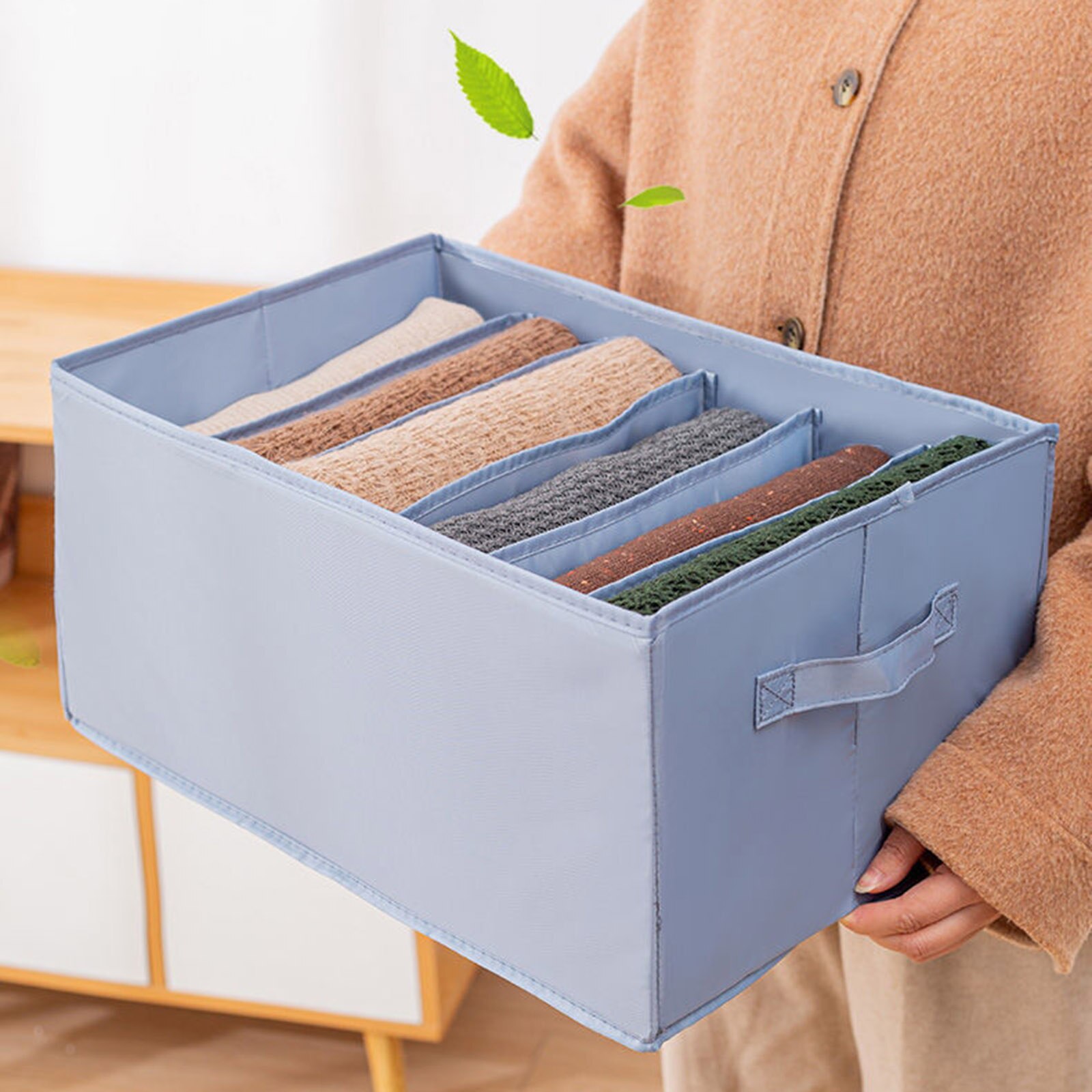 2PCS Wardrobe Clothes Drawer Storage Organizer Clothing 6 Grids Washable Foldable Closet Divider Laundry Underwear Cabinet Box