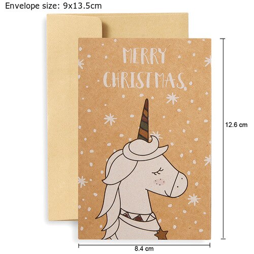 20 sæt glædelig jul kraftpapirkort med kuvert flamingo hjorte lykønskningskort postkort xmas invitationskort kuvert: 20 sæt enhjørning