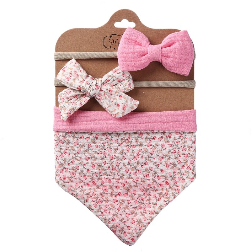 3 pz/set cotone bavaglino fiocco fascia pulsante regolabile triangolo Saliva asciugamano stampa neonato ragazzo ragazza alimentazione Burp panno: 7
