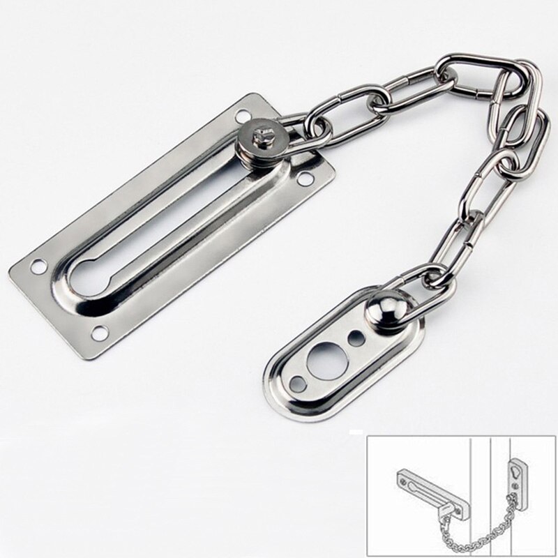 Sliding Door Lock Chrome Door Lock Chain Bolt Safety Chain Hotel Office Security Chain Gate Ca Security Guard Accessories: Sliver