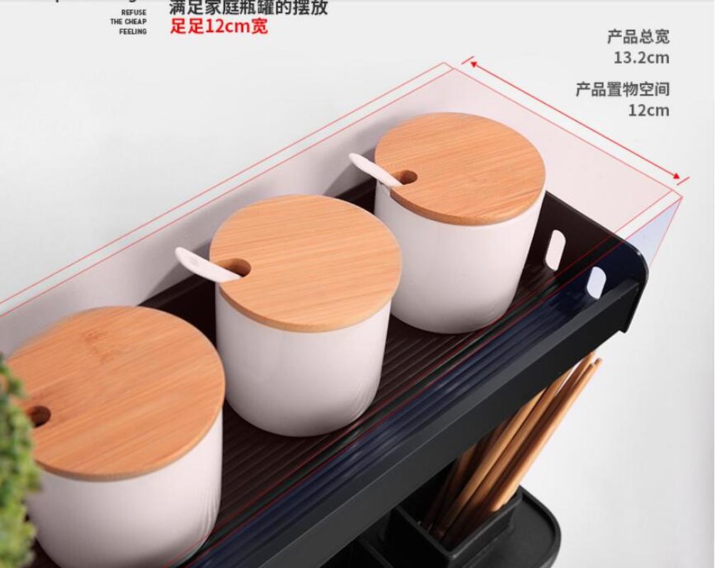 Black kitchen and bathroom kitchen wall-mounted storage rack wall-mounted perforated hanging rod seasoning rack Lu5151