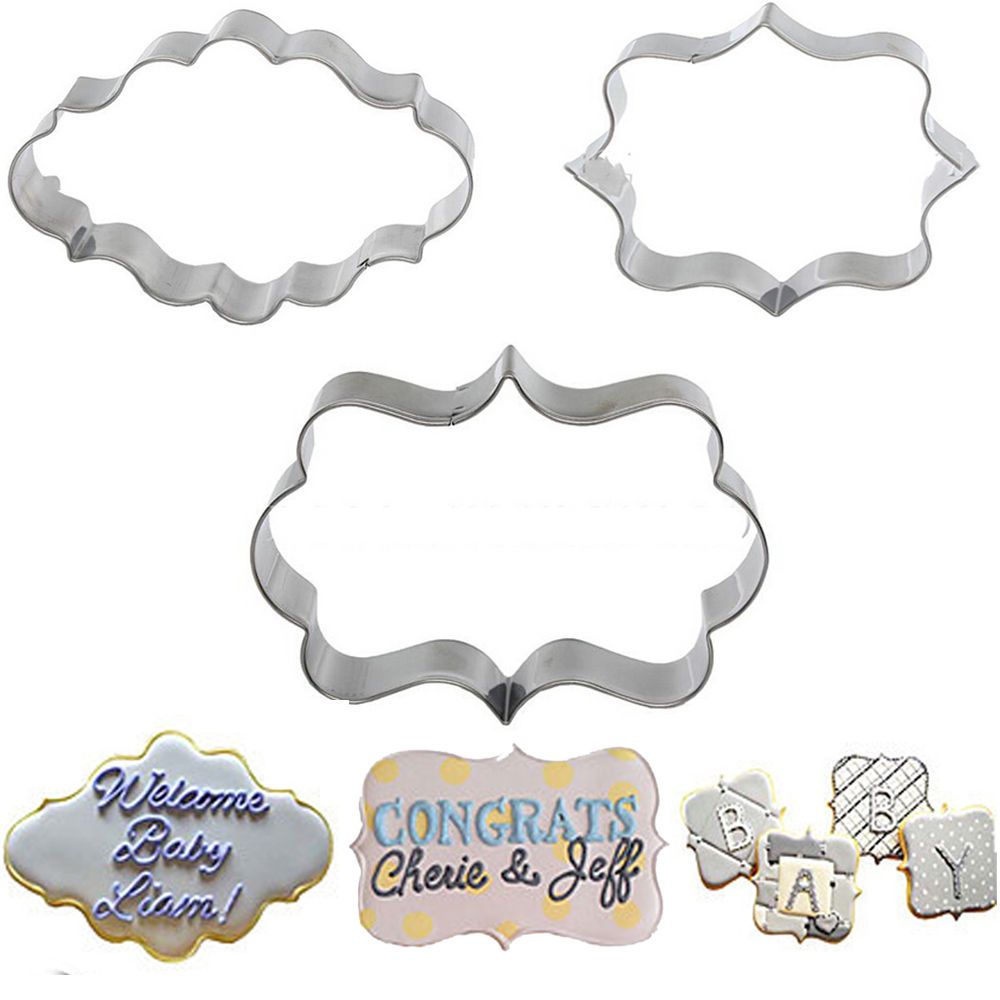 3 Stks/set Europese Wedding Frame Metal Cookie Cutters Koekjes Rvs Gereedschap Fondant Sugarcraft Decorateur Bakvorm