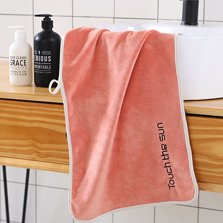 Fabriek direct ultra-fijne effen fiber volwassen zachte absorberende handdoek reiniging handdoek borduren brief gezicht handdoek: Oranje