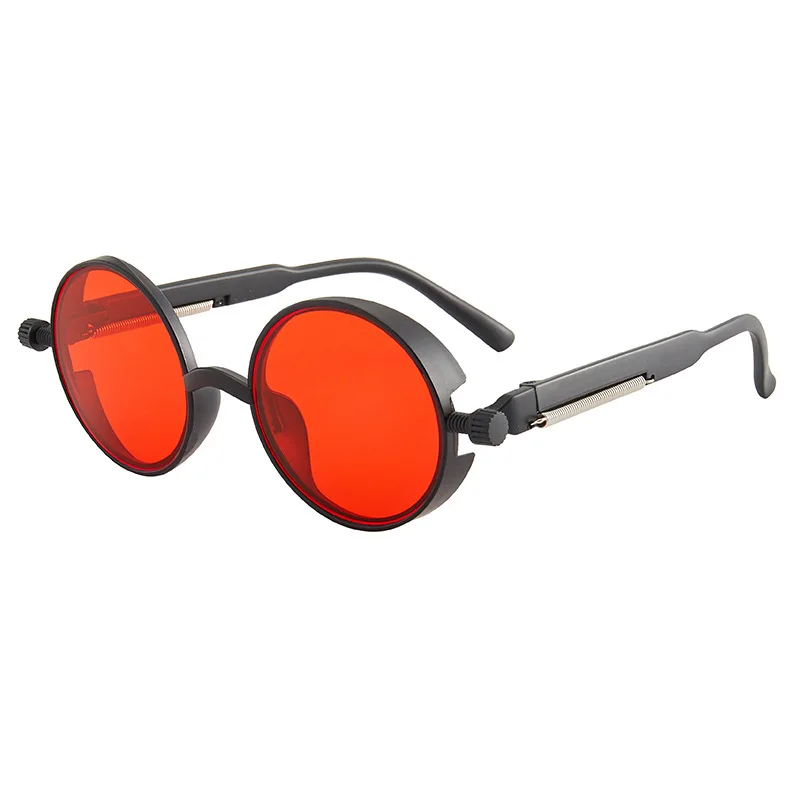 Classic Gothic Steampunk Sunglasses Luxury Brand Men and Women Retro Round Pc Frame Sunglasses: Orange
