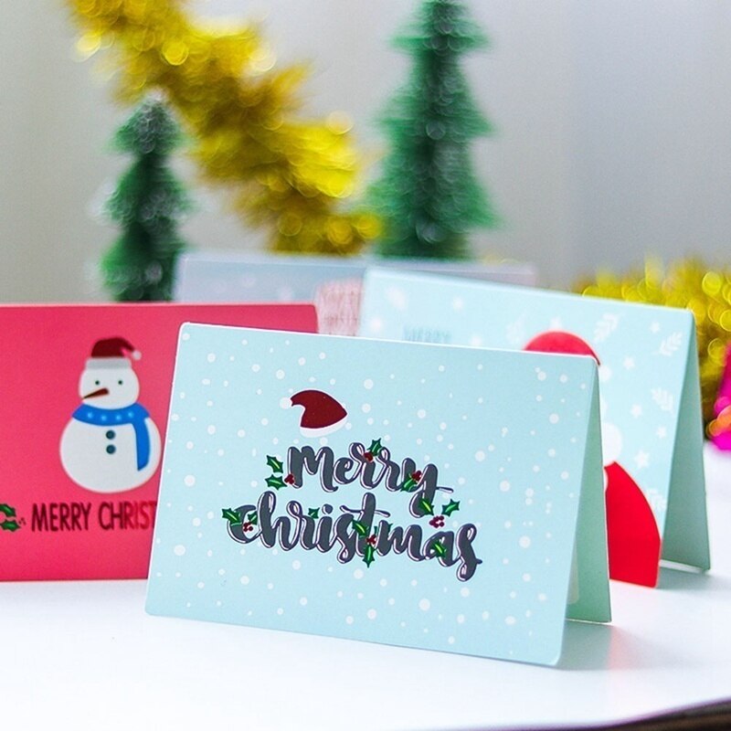 9Pcs Christmas Paper Greeting Card Message Card Card for Christmas Party Chinese Year Red Card