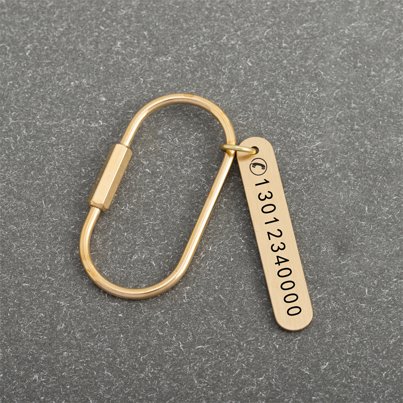 Brass Keychain Minimalist Thread Buckle Screw Key Ring Retro Copper Car Key Ring