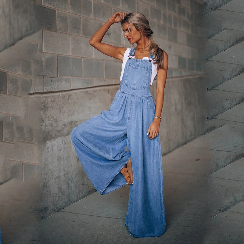 Teelynn 2XL Denim Overalls Voor Vrouwen Vintage Boho Wijde Pijpen Jumpsuit Casual Baggy Jeans Losse Oversized Katoenen Zomer Jumpsuits