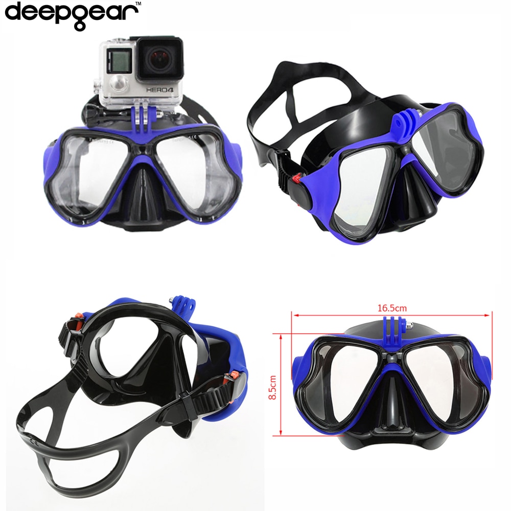 Deepgear scuba diving mask Deep sea dive mask Underwater swimming snorkel gears Top black silicon adult camera mount scuba mask