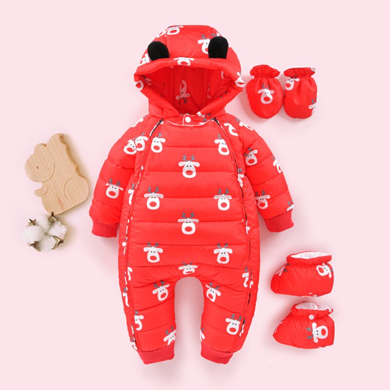 Iyreal Kerst Childrens Jumpsuit 90% Witte Eend Donsjack Winter Jongens Meisjes Hooded Herten Warme Bovenkleding Kids Baby Down Jassen