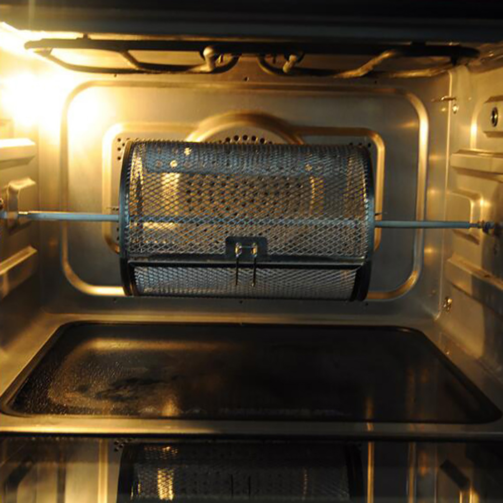 Rostfritt stål bbq grillugn roterad rosttrumma jordnöts kaffebönor korg grilltillbehör för hemmet