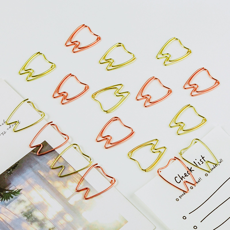 Zahnform Büroklammer Zahn Büroklammer Goldene Memo Clip Gebogene Nadel Stift Niedliche Lesezeichen Zahnförmige Büroklammern