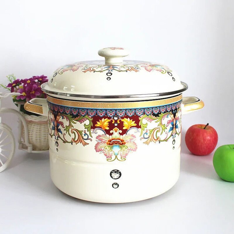 Enamel Thickened Enamel Soup Pot 18/20/22/24/28cm Steamer Milk Pot Stew Pot Boiling Traditional Chinese Medicine Kettle General
