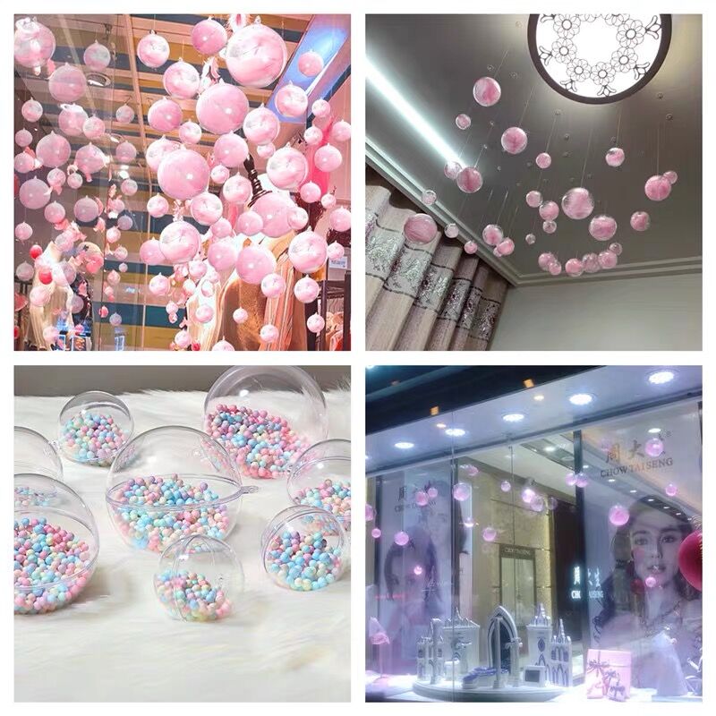 1pc 4-20cm Big Christmas Tress Decorations Ball Transparent Open Plastic Clear Bauble Ornament Box Year