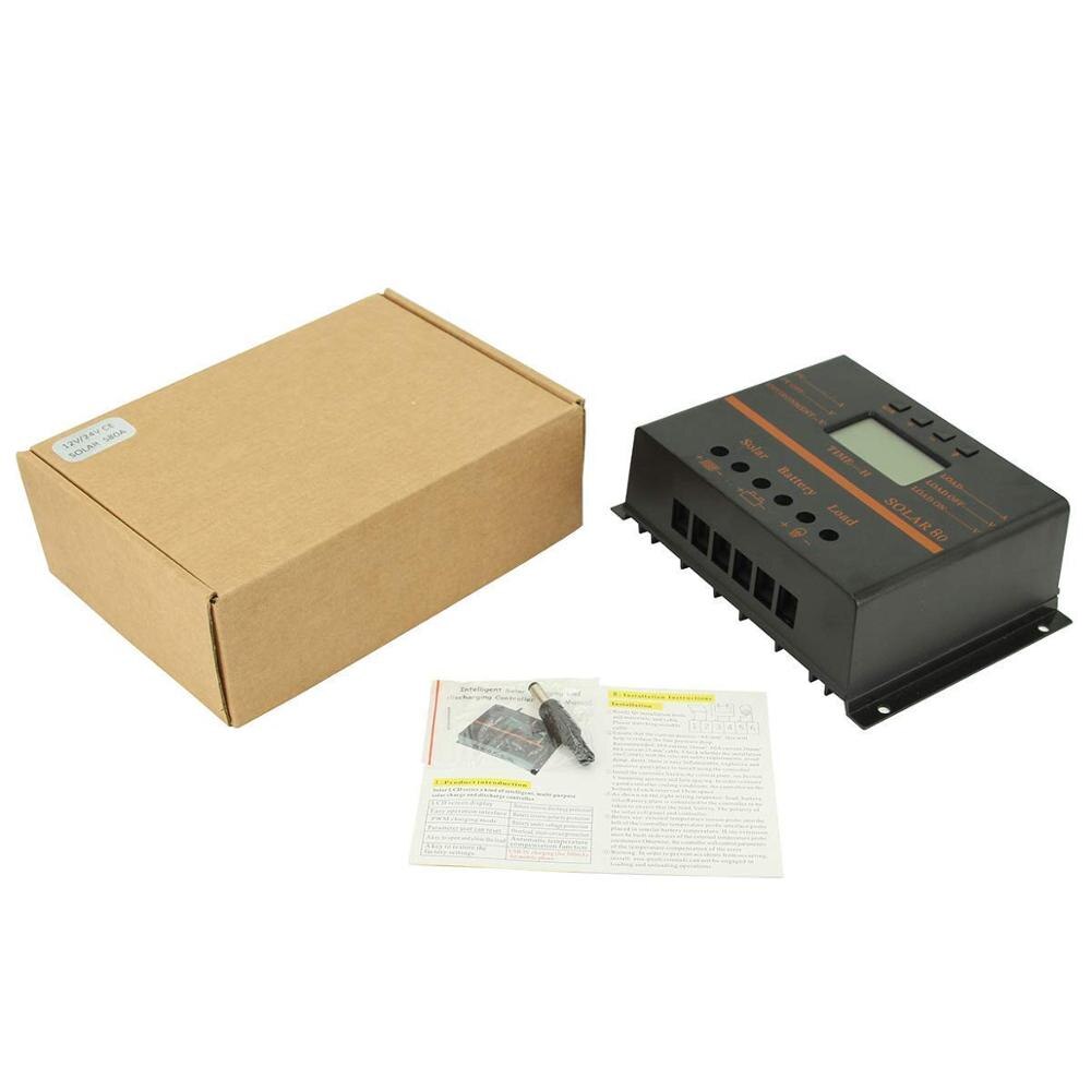 PowMr 60A 80A PWM Solar Charge Controller 12V 24V Auto Battery Solar Controllers Light Timer Control Solar Regulator