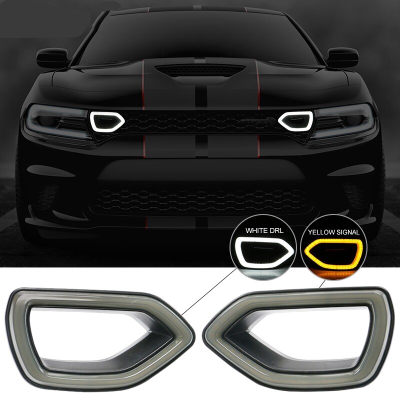 Fit for 15-19 Dodge Charger SRT Scat Pack Grille Smoke LED Lights DRL+ Turn Signal Light: Default Title