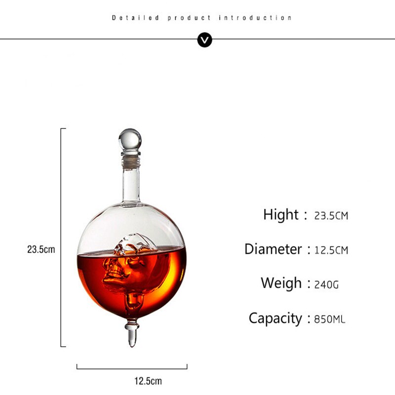 Kraniet hoved karaffel borsilikatglas karaffel rødvin glas kop whisky glas til hvidvin bar bedste jul