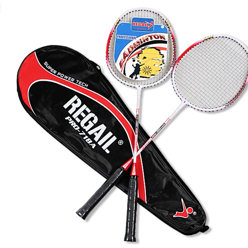 1 par de raquetas de bádminton de absorción de aleación de aluminio para entrenamiento de competición, equipo deportivo de Bádminton: Red  718A