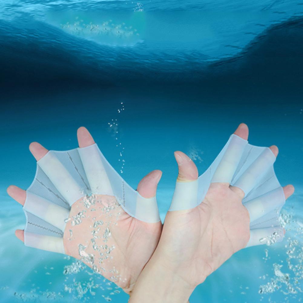 Aletas de natación de silicona, manoplas de mano, guante de entrenamiento Web, accesorios de deportes al aire libre, , 1 par,