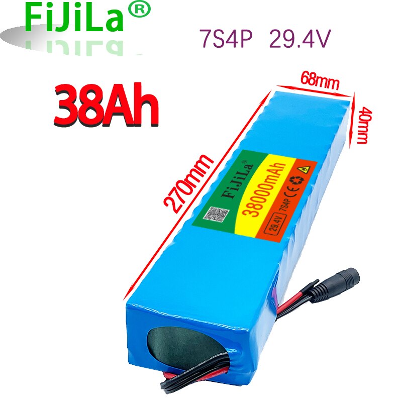 100% 7s4p 24 V 38000 MAH electric bicycle motor eBike scooter lithium ion battery pack 29.4V 18650 rechargeable battery