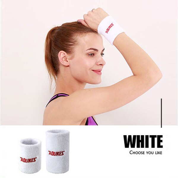 Men Women Sport Fitness Absorb Sweat Support Bracers Wrister Protector Exercise Running Power Soft Comfortable Cuff Wrist-band: White