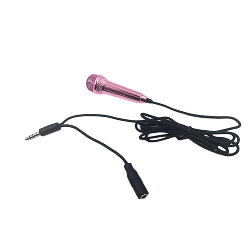 1pcs Mini 3.5mm Wired Microphone for Mobile Phone Tablet PC Laptop Speech Sing: rose red