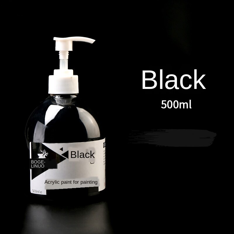 300ml/500ml guld sølv akryl maling vandtæt akvarel maling til statuer farvning diy håndmalet graffiti metallic maling: Sort 500ml